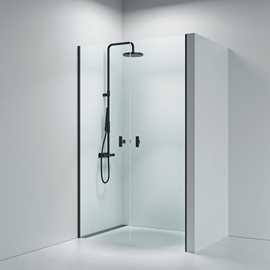 Noma 30 dobbelt svingdøre 1200mm 6mm glass med mat sort profiler