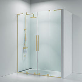 Faro 32 Skjutdörr nischlösning 1500mm8mm klart glass, mässing finish profiler