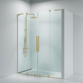 Faro 32 Skjutdörr nischlösning 2000mm8mm klart glass, borstat mässing profiler