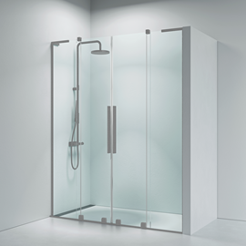 Faro 32 Skjutdörr nischlösning 1500mm8mm klart glass, borstat gun metal profiler