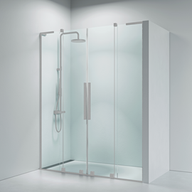 Faro 32 Skjutdörr nischlösning 1600mm8mm klart glass, borstat nickel profiler