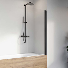 Noma 70 svingbar brusevæg for badekar sort højre 