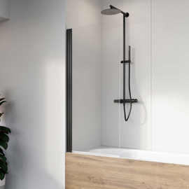 Noma 70 svingbar brusevæg for badekar sort venstre