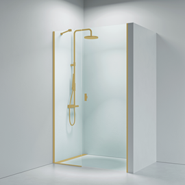 Noma 45 svängdörr vänster, med sidopanel 1000mm 6mm glas borstad mässing profiler