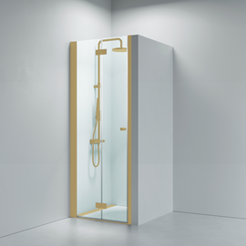 Noma 180 nischvikdörr, 800mm vänster 6mm glass, borstad mässing profiler