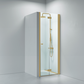 Noma 180 nischvikdörr, 800mm höger 6mm glass, borstad mässing profiler