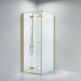 Noma 195 nischvikdörr, 800mm vänster 6mm glass, borstad mässing profiler