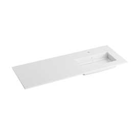 Reno Solid Surface  vask, 121 x 46 x 1,2 cm, mat hvid, højrestillet.
