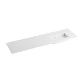 Reno Solid Surface  vask, 161 x 46 x 1,2 cm, mat hvid, højrestillet.