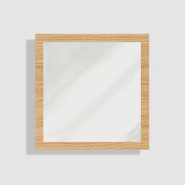 Rustic spejl med massiv eg ramme, lys eg 800x800mm uden belysning