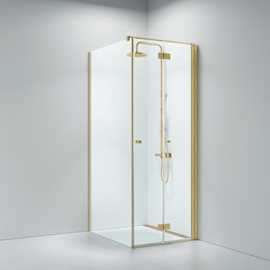 Noma 195 nischvikdörr, 900mm höger 6mm glass, borstad mässing profiler