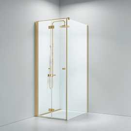 Noma 195 nischvikdörr, 900mm vänster 6mm glass, borstad mässing profiler