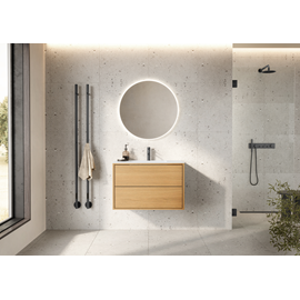 Nordic Handcrafted 80 cm snedker vaskeskab. Natural oak med fingertappede massive egetræsskuffer.