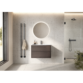 Nordic Handcrafted 80 cm snedker vaskeskab. Smoked oak med fingertappede massive egetræsskuffer.