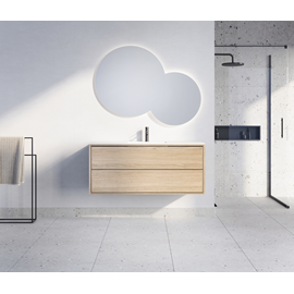 Nordic Handcrafted 120 cm snedker vaskeskab. Light oak med fingertappede massive egetræsskuffer.