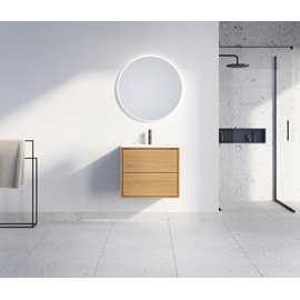 Nordic Handcrafted 60 cm snedker vaskeskab. Natural oak med fingertappede massive egetræsskuffer.