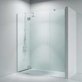 Lucca 65 swing door with 2 side panels, 8mm glass, with profiles, 70-270cm