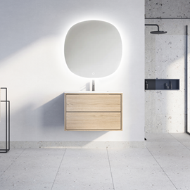 Stadium spejl med baggrundsbelysning Ø80, med farvestyring, dimmer og dugfrit