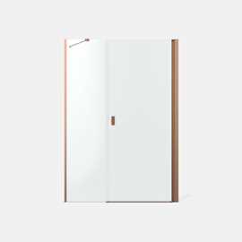 Noma 45 svängdörr höger med sidopanel 1100mm 6mm glas med borstad kopparprofiler