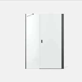 Noma 45 svängdörr höger med sidopanel 1400mm 6mm glas med gunmetalprofiler