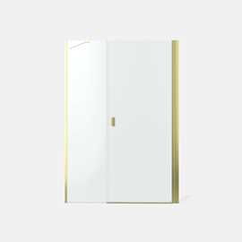 Noma 45 swing door right with side panel, 1100 mm, 6 mm glass with gold profiles