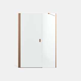 Noma 45 svängdörr vänster med sidopanel 1400mm 6mm glas med borstad kopparprofiler