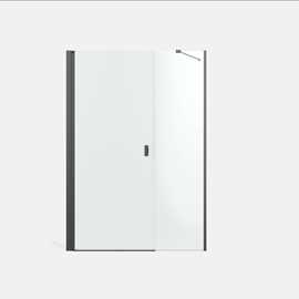 Noma 45 svängdörr vänster med sidopanel 1400mm 6mm glas med gunmetalprofiler