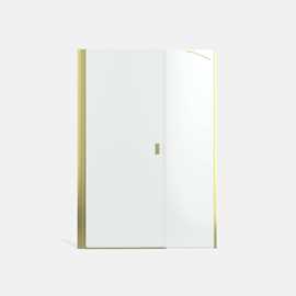 Noma 45 swing door left with side panel, 1200 mm, 6 mm glass with gold profiles