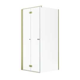 Noma 195 fastvæg med foldedør, 900mm venstre 6mm glass børstet messing profiler