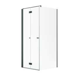 Noma 195 fast vägg med vikdörr, 900mm vänster 6mm glas, gunmetalprofiler