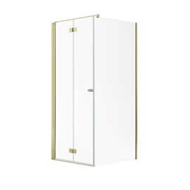 Noma 195 fast vägg med vikdörr, 900mm vänster 6mm glas, mässingsprofiler