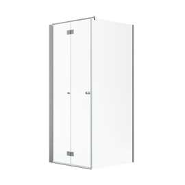 Noma 195 fast vägg med vikdörr, 800mm vänster 6mm glas, borstad nickelprofiler