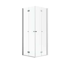 Noma 110 fyrkantig flex, STD 900mm, 2 raka flexdörrar, 6mm klart glas, borstad nickelprofiler