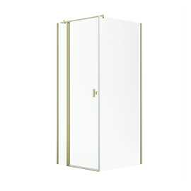 Noma 155 hörnlösning 90x80/90/100 6mm glas, vänster modell, borstad mässing