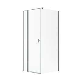 Noma 155 hörnlösning 90x80/90/100 6mm glas, vänster modell, borstad nickelprofiler