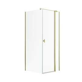 Noma 155 hörnlösning 110x80/90/100 6mm glas, höger modell, mässingsprofiler