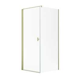 Noma 135 hjørneløsning 79x79 cm glas 6 mm venstre model, børstet messing profiler