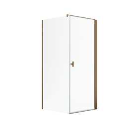 Noma 135 hörnlösning 89x89 cm glas 6 mm höger modell, borstad kopparprofiler