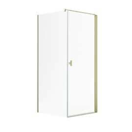 Noma 135 hjørneløsning 79x79 cm glas 6 mm højre model, børstet messing profiler