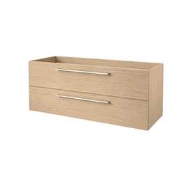 Parma vaskeskab 1190x445mm, lys eg , 2 skuffer, har udskæring til vandlås 