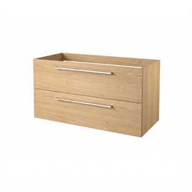 Parma vaskeskab 990x445mm, lys eg , 2 skuffer, har udskæring til vandlås 