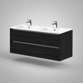 Urbane servantskap 1194x445mm svart eik, alu. profil, t. dobbeltservant 2 skuffe