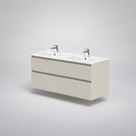 Vaskeskab under dobbelt håndvask 120 cm, beige kasjmir