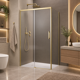 Slide 52 sliding door corner solution 1500 døre, brushed gold profile left