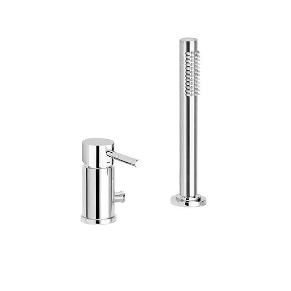 Ligro bath mixer with hand shower for installing on bath edge, in chrome Strømberg Logo