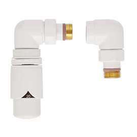 Termostat ventil sæt,  hvid, hjørne,