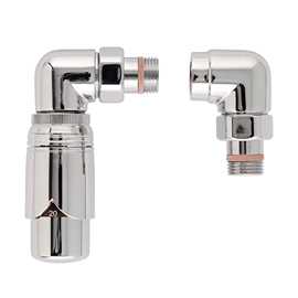 Retur-termostat ventilsæt, krom ,hjørne,