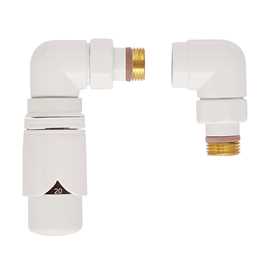 Retur-termostat ventilsæt, hvid hjørne,