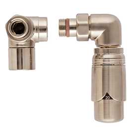 Retur-termostat ventilsæt, lige, børstet