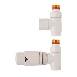 Retur-termostat ventilsæt, lige, hvid,